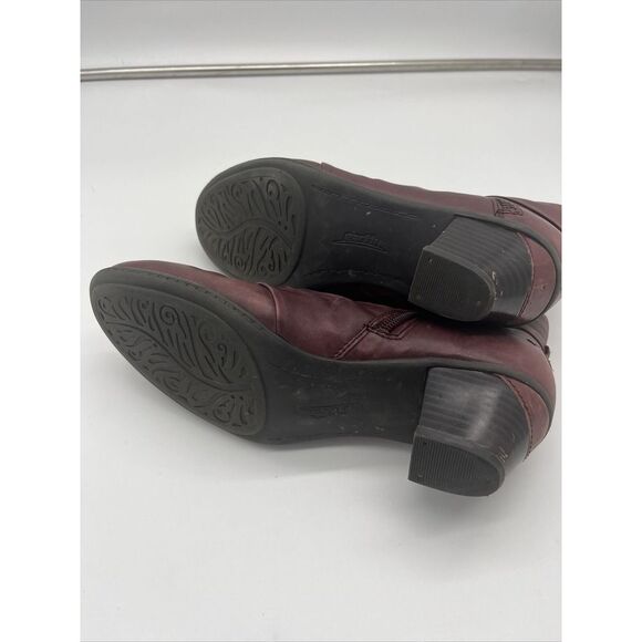 Earth‎ Pegasus Ankle Boot Women's 7B Merlot Red Leather Comfort Side Zip - Picture 10 of 11